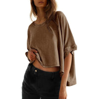 JOLI™ | Women Classic Oversized Loose-Fit Tee - Brown