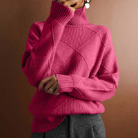 Eleanor™ | Textured Turtleneck Knit Sweater - Pink