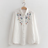 FLAVIE™ – Vintage Charm Embroidered Blouse - White 1