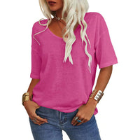 KRISANTA™ | Loose Lightweight Minimalist T-Shirt - Rose Red