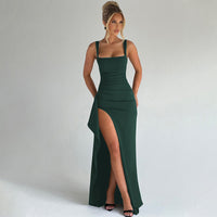 Marilyn™ | Elegant Formal Slip Maxi Dress with Open Back - Dark Green