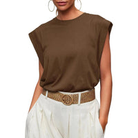 SAMPAGUITA™ –  Comfy Loose Fit Crew Neck Summer Top - Brown