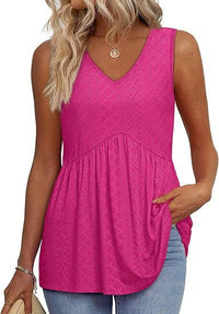 ELIORA™ | Effortless Flowy Sleeveless Tank Top - Rose Red