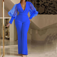 Mikaela™ Elegant Jumpsuit | Embellished Wrap-Front Jumpsuit - Blue
