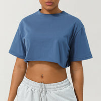 CASSIA™ | Women Relaxed Fit Crop Tee - Blue