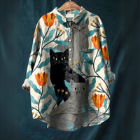 LUCIA™ - Cat Art Shirt - Multicoloured