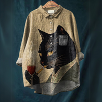 LUCIA™ - Cat Art Shirt - Wine Cat