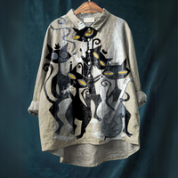 LUCIA™ - Cat Art Shirt - Gray Cats