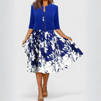 Chantal | Elegant Cotton Midi Dress - Blue