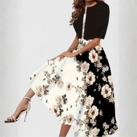 Chantal | Elegant Cotton Midi Dress - Black – Large Floral