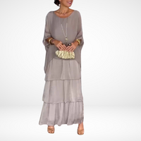 Hylda™ Artistic Loose Maxi Dress | Flowing A-Line Maxi Dress - Grey