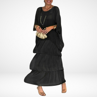 Hylda™ Artistic Loose Maxi Dress | Flowing A-Line Maxi Dress - Black