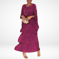 Hylda™ Artistic Loose Maxi Dress | Flowing A-Line Maxi Dress - Pink