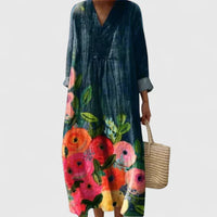 Taylynnne | Women Elegant Maxi Dress - Ocean Blue Floral