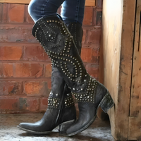 Monroe | Women Western Knee-High Boots - Black