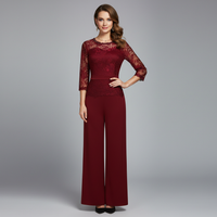 Diana™ Elegant Jumpsuit | Lace Evening Jumpsuit - Red