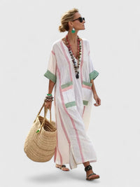Kyvanna | Women Elegant Maxi Dress - White Light Pink