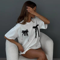 TALIE™ | Women Cute & Comfy Bow Tee - L