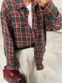 Norah | Casual Plain Flannel - Red