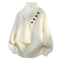 Arielle | Cozy Scarf-Neck Sweater - White