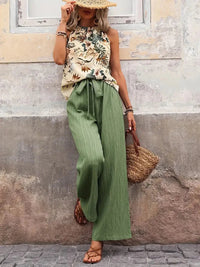 Antonette™| Elegant Sleeveless Two-Piece Set - Green