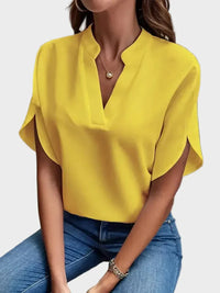 Vivienne | V-Neck Flowing Blouse - Yellow