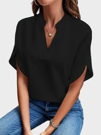 Vivienne | V-Neck Flowing Blouse - Black