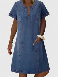 Christine | Elegant Denim Dress - Denim