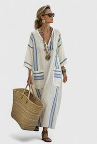 Kyvanna | Women Elegant Maxi Dress - Beige Light Blue