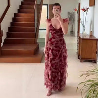 Mariela™| Romantic Floral Ruffle Maxi Dress - XS