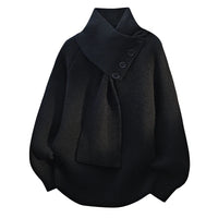 Arielle | Cozy Scarf-Neck Sweater - Black
