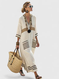 Kyvanna | Women Elegant Maxi Dress - Beige Black