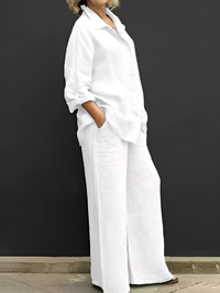Lara Linen Shirt Suit - White