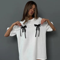 TALIE™ | Women Cute & Comfy Bow Tee - M