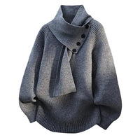 Arielle | Cozy Scarf-Neck Sweater - Grey