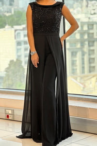 Fontella™ Textured Tulle Jumpsuit | Elegant Evening Jumpsuit - S