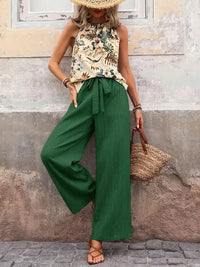 Antonette™| Elegant Sleeveless Two-Piece Set - Dark Green