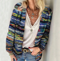 Catherine | Cozy Multicolor Cardigan - Blue