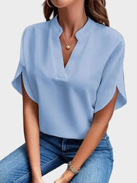 Vivienne | V-Neck Flowing Blouse - Blue