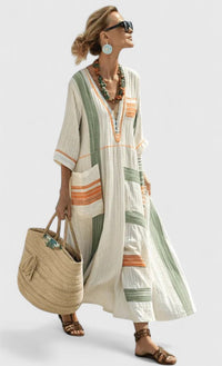 Kyvanna | Women Elegant Maxi Dress - Beige Green