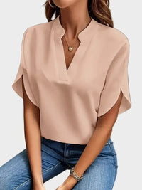 Vivienne | V-Neck Flowing Blouse - Pink