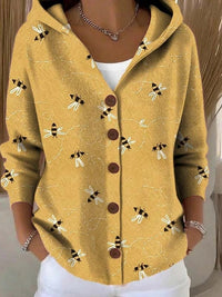 Cassidy | Warm Hooded Cardigan - Yellow