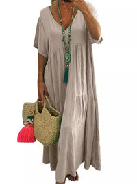 Linnea™ | Soft Ruffle V-Neck Women Maxi Dress - Khaki