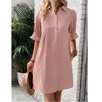 Franchesca™ - Casual Button Down Shirt Dress - Pink