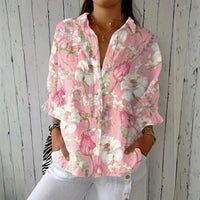 Helen | Blue Garden Blouse - Pink