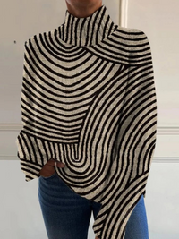 Pearl | Vintage hand-drawn print turtleneck sweater - Multicolour