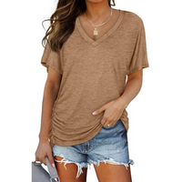 EILY™ - Classic V-Neck Loose Fit Shirt - Khaki