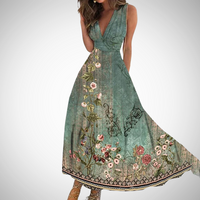 Mirianne™ | Timeless Floral Women Maxi Dress - Blue Green