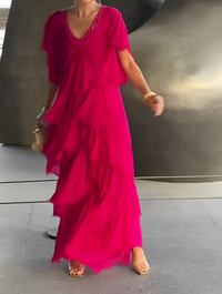 Lynette™ | Elegant Flowing Long Dress - Pink