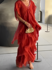 Lynette™ | Elegant Flowing Long Dress - Orange